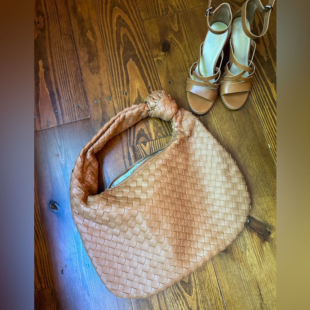 Faux Leather Tan Shoulder Bag